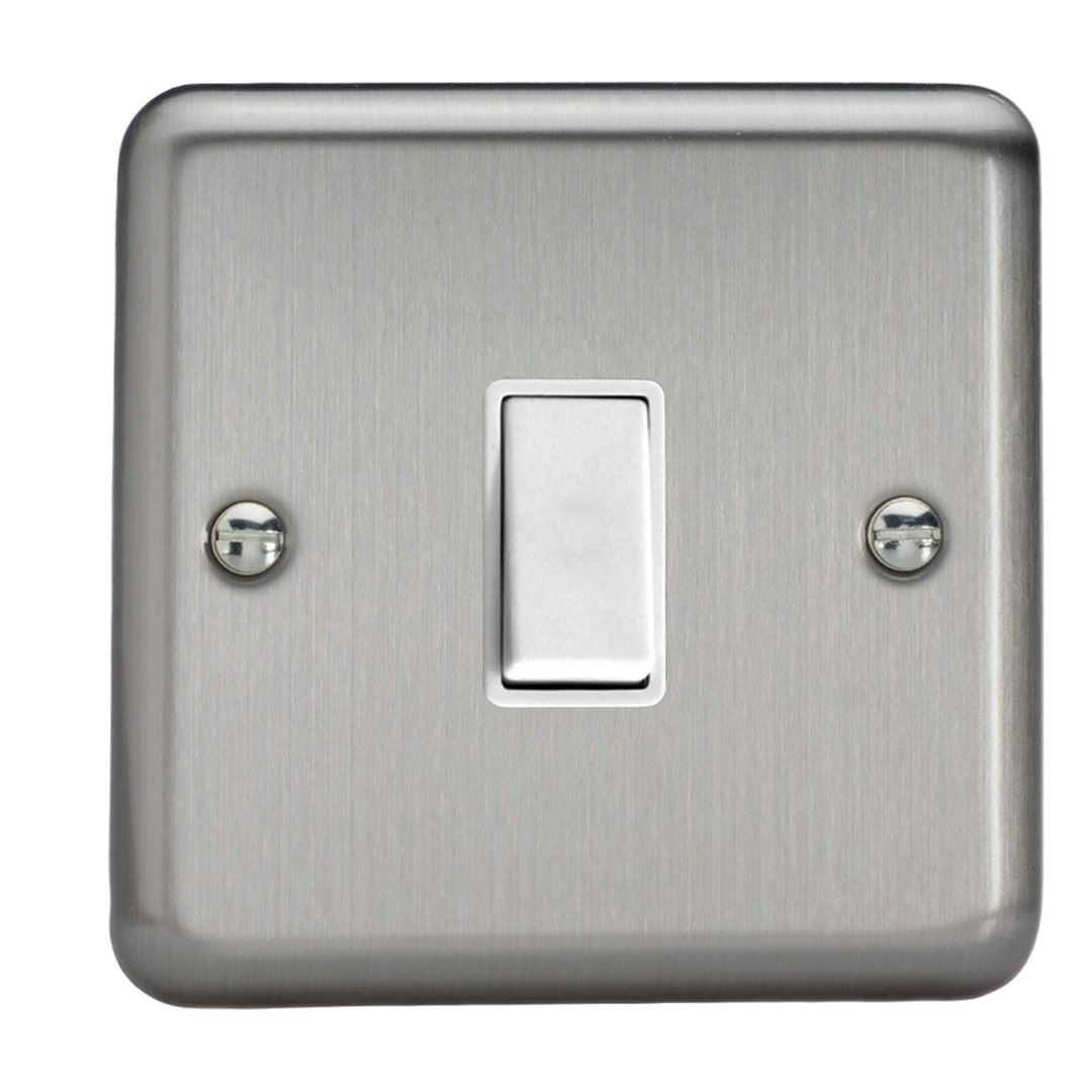 Varilight 1 Gang 10A Retractive Switch Matt Chrome Finish White Insert XSBPW