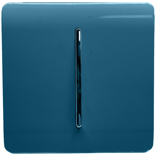 Trendi 1 Gang 2 Way 10 Amp Rocker Chrome Light Switch Glossy Midnight Blue
