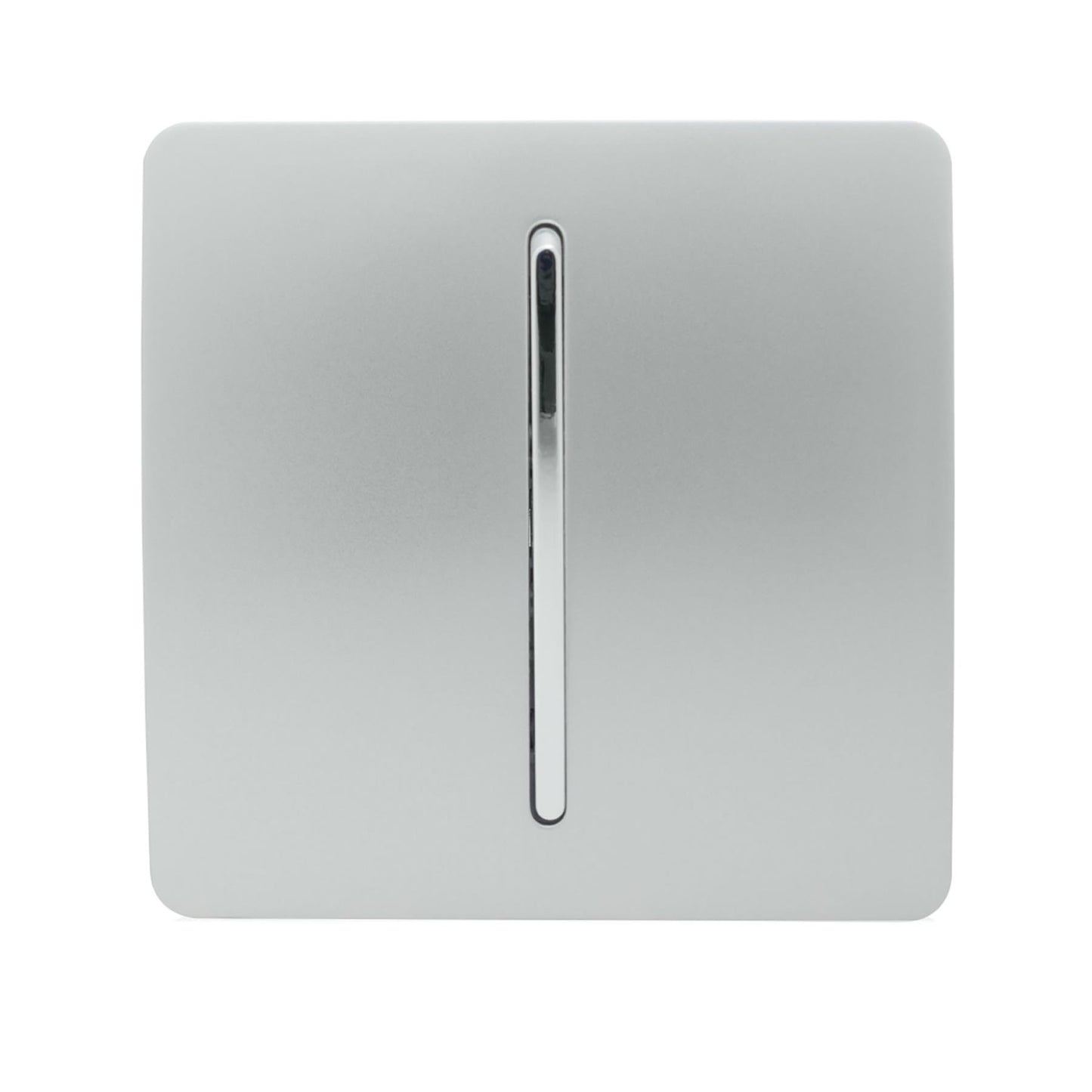 Trendi 1 Gang 2 Way 240V Screwless Raised Front Plate Plastic Artistic Modern Glossy 10 Amp Chrome Rocker Single Electrical Wall Light Switch Platinum Silver - ART-SS2SI