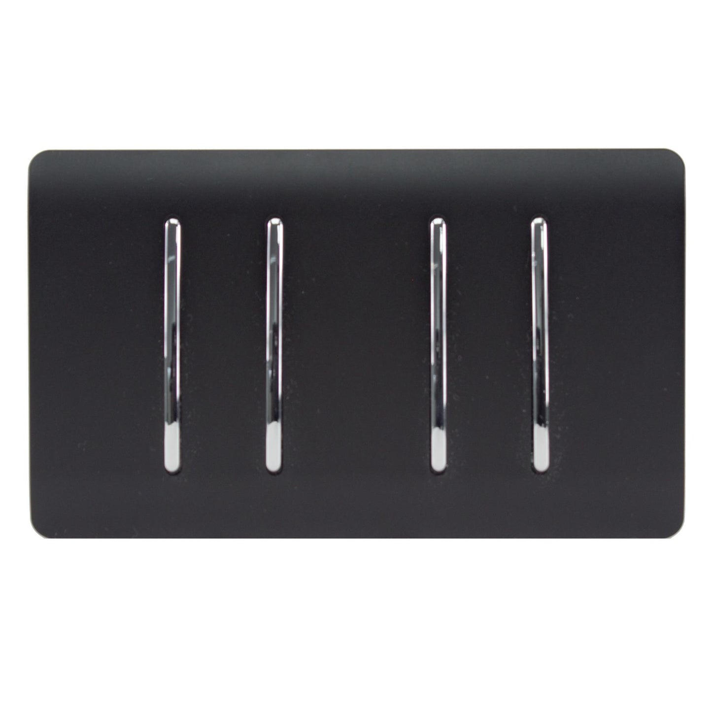 Trendi 4 Gang (2 Way & 3xIntermediate) Glossy 10 Amp Rocker Light Switch Matt Black