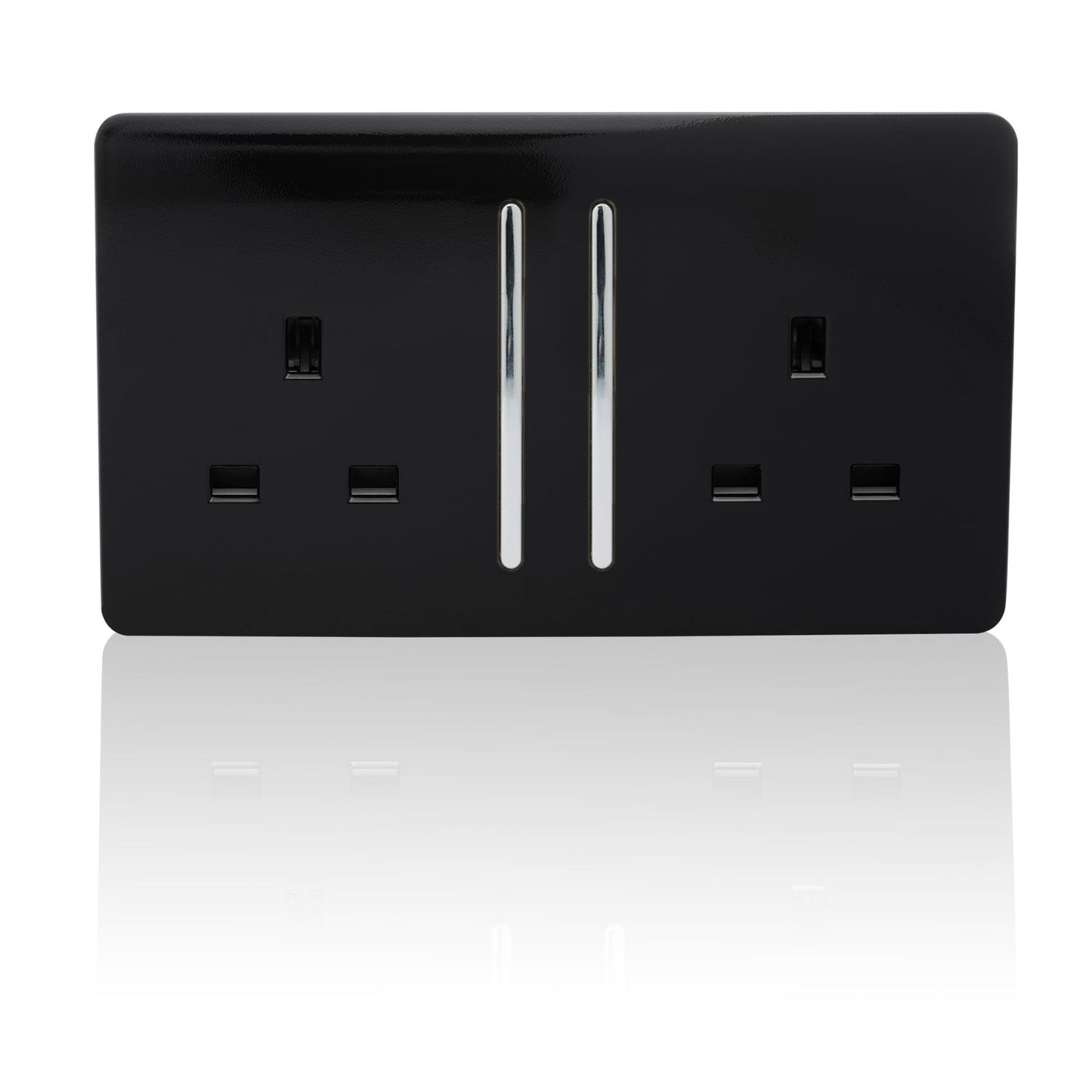 Trendi 2 Gang Artistic Modern 13 Amp Switched Plug Socket Black ART-SKT213LBK