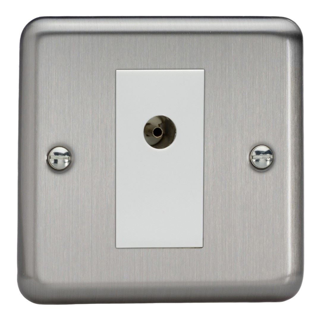Varilight 1 Gang Co-axial TV Socket (Isolated) Matt Chrome Finish White Insert XS8ISOW