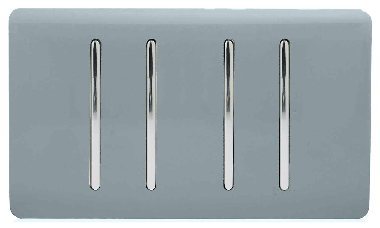 Trendi 4 Gang (2 Way & 3xIntermediate) Glossy 10 Amp Rocker Light Switch Cool Grey