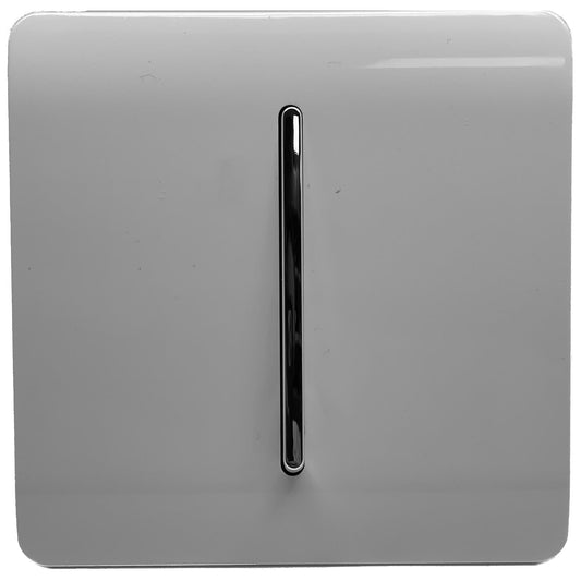 Trendi 1 Gang 2 Way 10 Amp Rocker Chrome Light Switch Glossy Light Grey