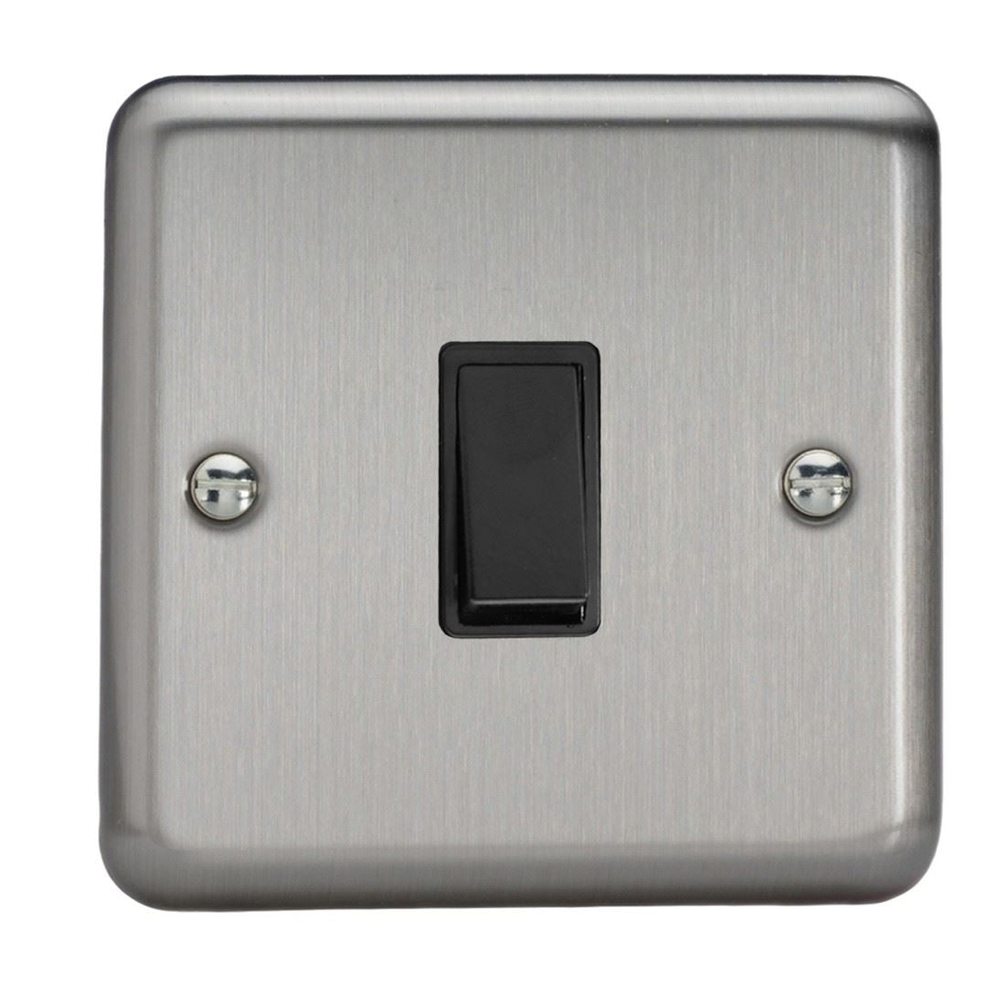 Varilight 1 Gang 10A Retractive Switch Matt Chrome Finish Black Insert XSBPB