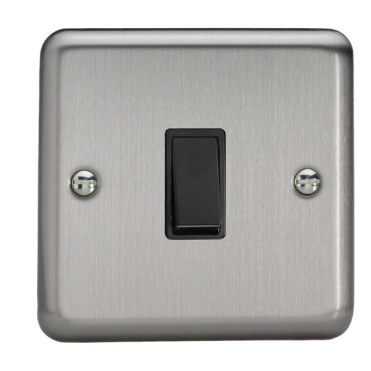 Varilight 1 Gang 10A Retractive Switch Matt Chrome Finish Black Insert XSBPB