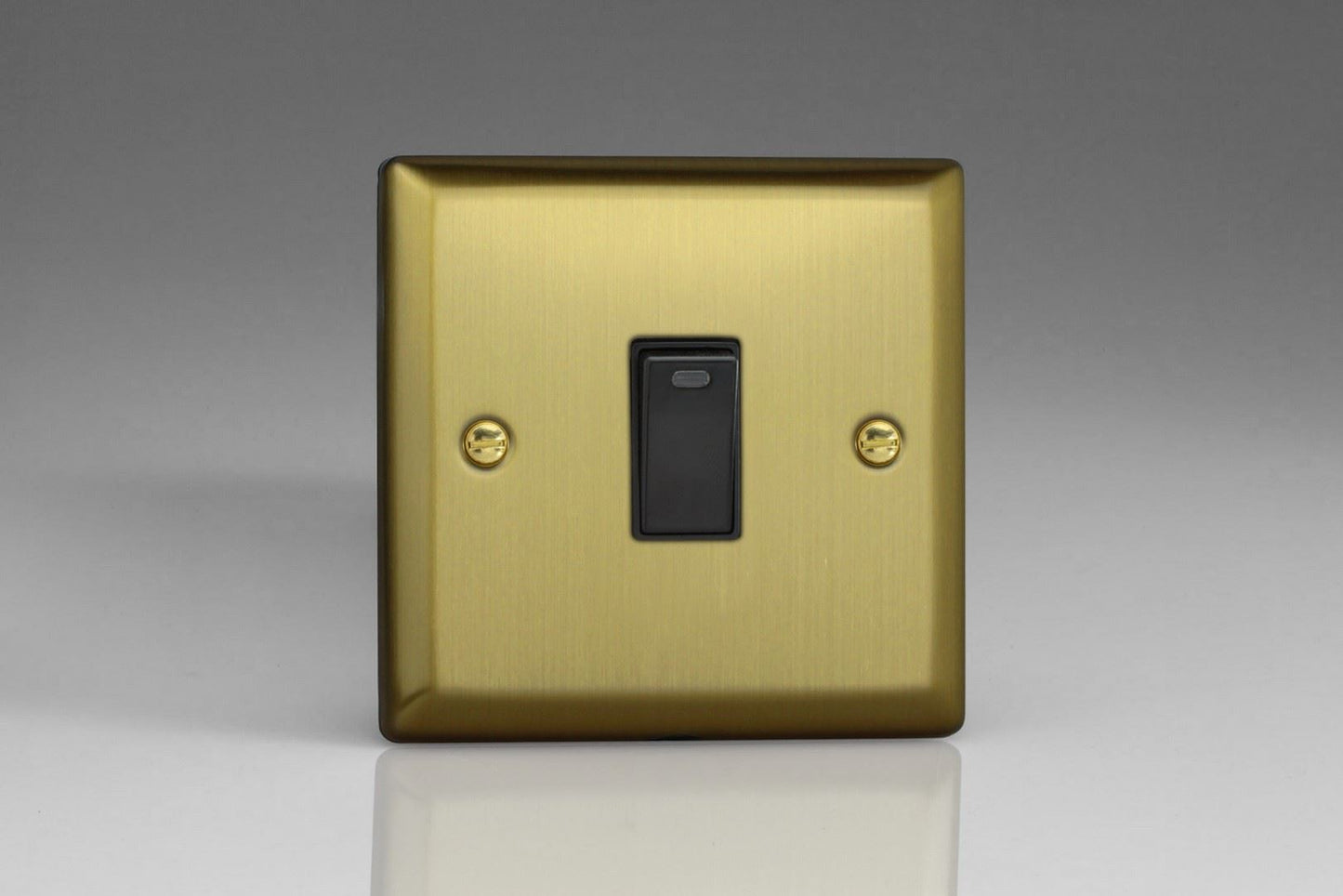 Varilight 1-Gang 20A Double Pole Rocker Switch + Neon Indicator Light Brushed Brass