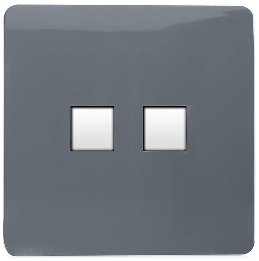 Trendi Artistic Modern Glossy 2 Gang Tactile RJ45 Cat 5e&Cat 6 PC Ethernet Socket Warm Grey