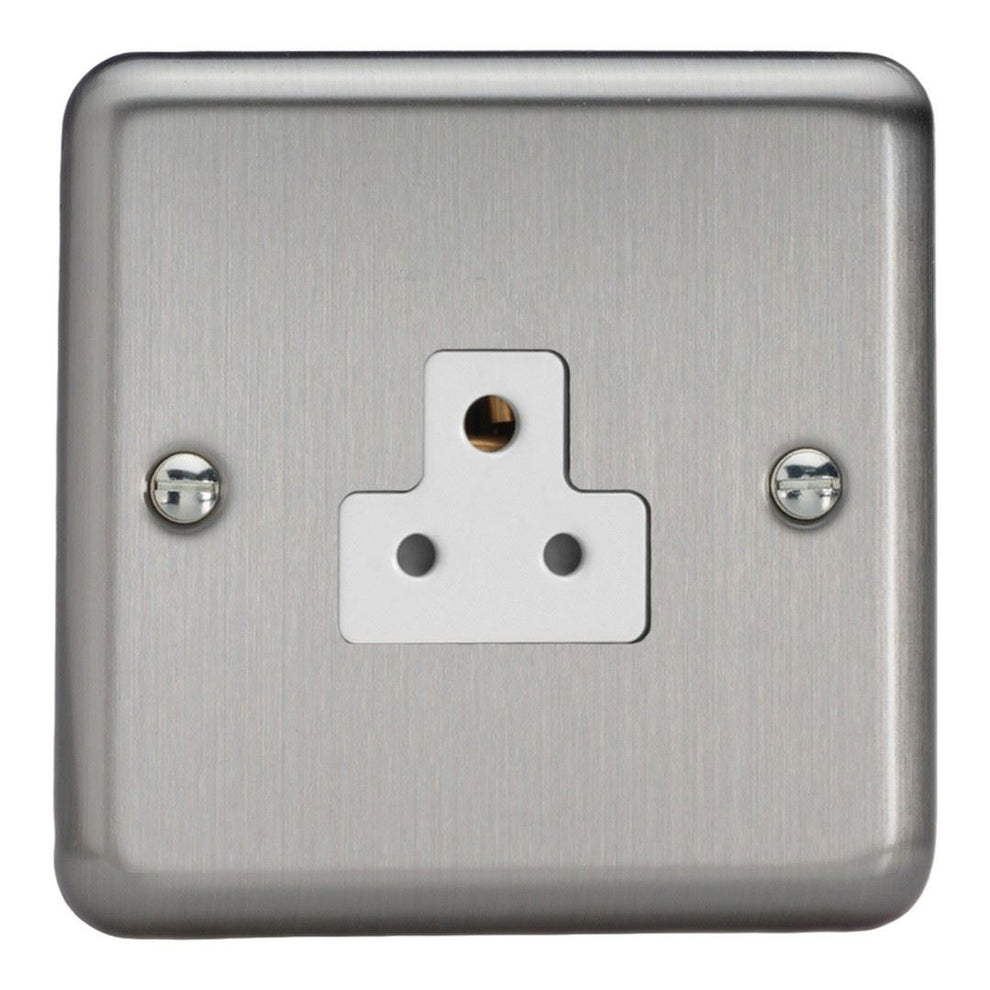 Varilight 1 Gang 2 Amp Round Pin Socket Matt Chrome Finish White Inser ...
