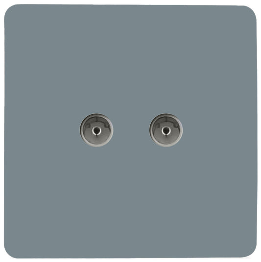 Trendi Artistic Modern Glossy Tactile 2 Gang TV Socket Cool Grey