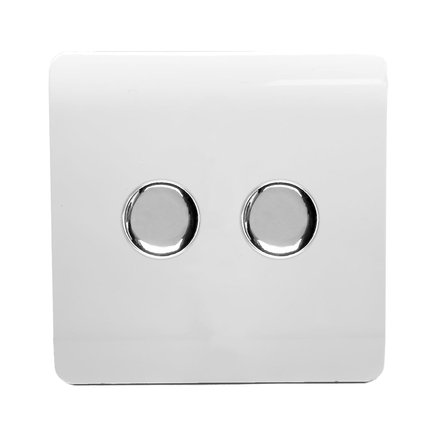 Trendi Artistic Modern Glossy Tactile 2 Gang 2 Way 150w LED Dimmer switch Ice White
