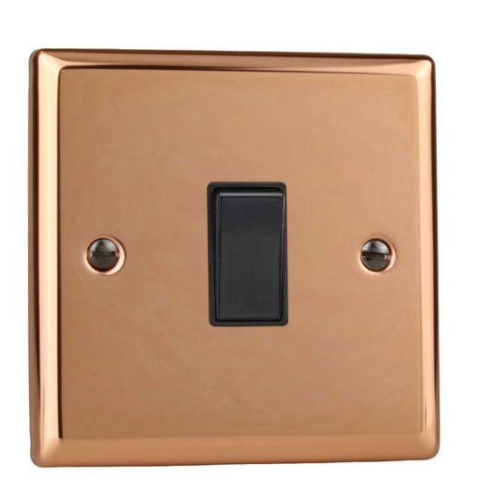Varilight 1-Gang 10A 1- or 2-Way Rocker Switch in Urban Polished Copper w/ Black Rocker