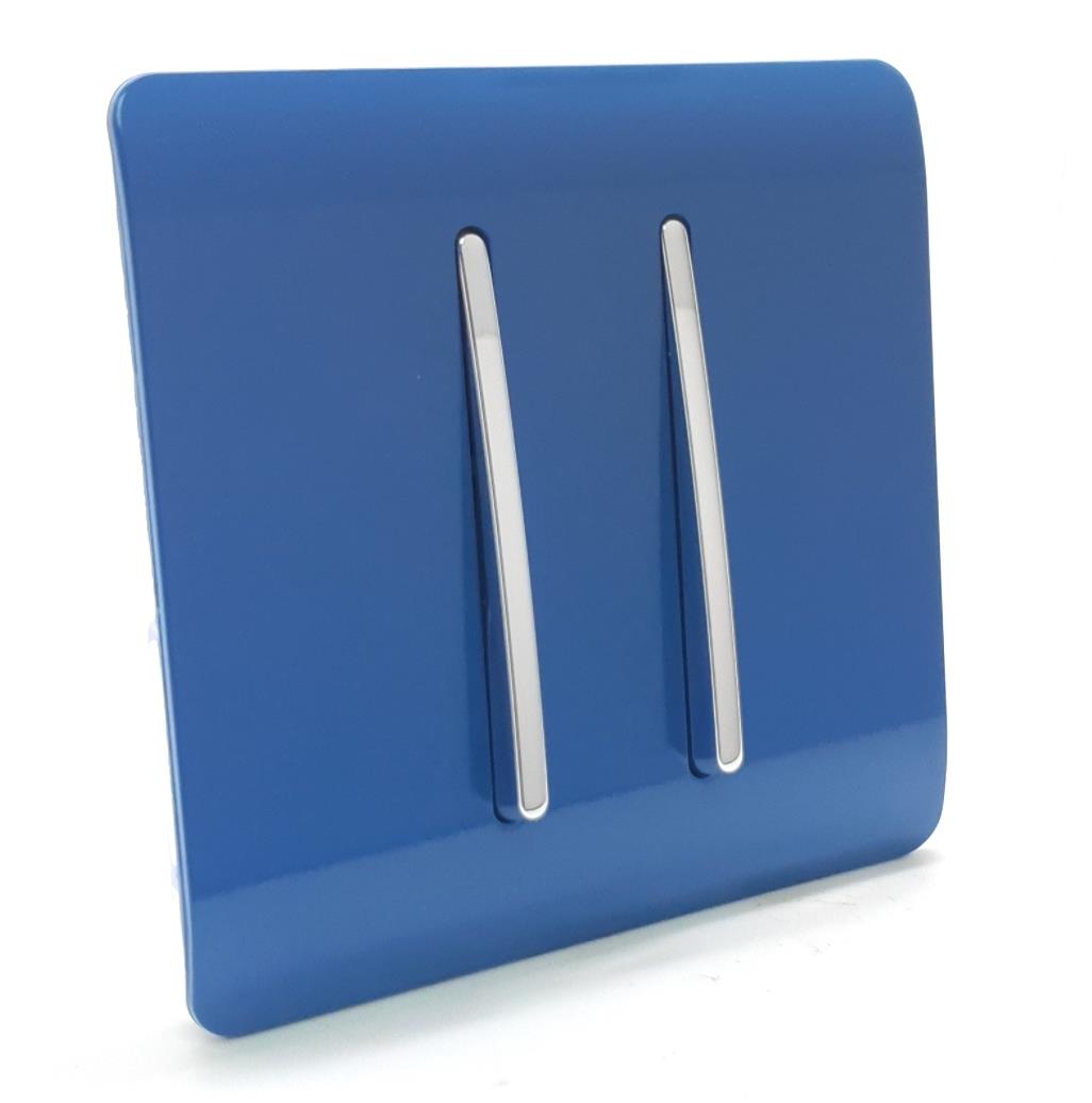 Trendi 2 Gang Artistic Modern Glossy Tactile Home Automation Switch Ocean Blue