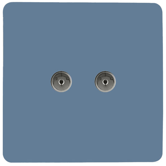 Trendi Artistic Modern Glossy Tactile 2 Gang TV Socket Sky