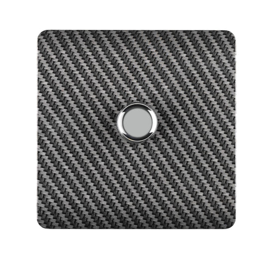 Trendi 1 Gang 2 Way 240V 150w LED Dimmer Screwless Raised Front Plate Plastic Artistic Modern Glossy 10 Amp Chrome Single Electrical Wall Light Switch in Carbon Fibre - ART-LDMCF