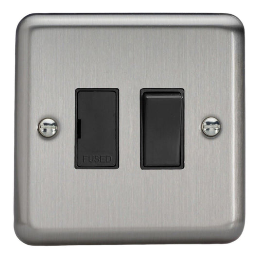 Varilight 13A Switched Fused Spur Matt Chrome Black Insert XS6B