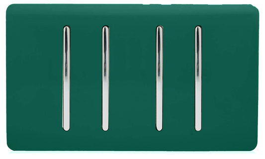 Trendi 4 Gang (2 Way & 1x Intermediate) Glossy 10 Amp Rocker Light Switch Dark Green