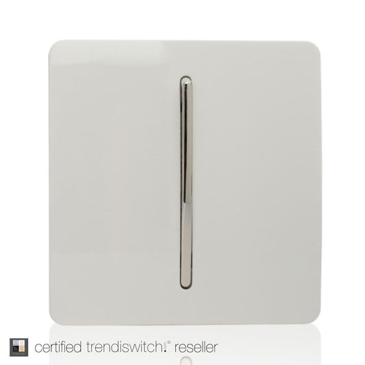 Trendi 1 Gang 1 Way Retractive Artistic Modern Glossy Screwless Rocker Light Switch White