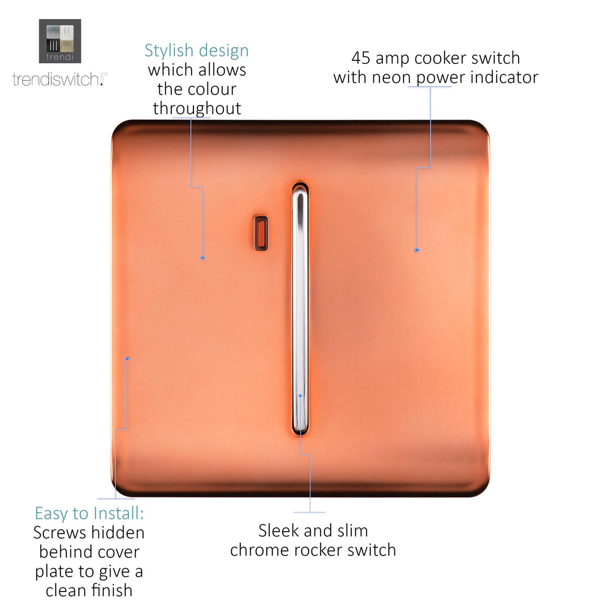 Trendi Trendi Artistic Modern Glossy 45 A Tactile Light Switch & Neon Insert ...