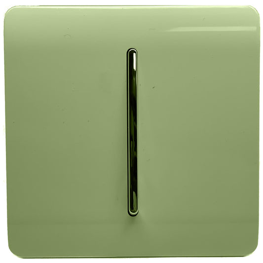 Trendi 1 Gang 2 Way 10 Amp Rocker Chrome Light Switch Glossy Moss Green