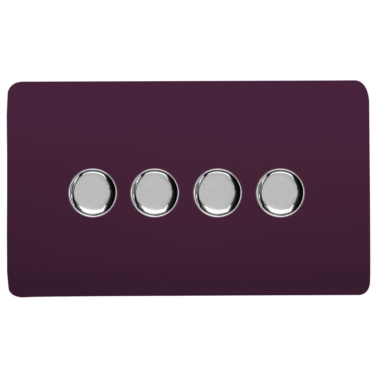 Trendi 4 Gang 2 Way 240V 100w LED Dimmer Screwless Raised Front Plate Plastic Artistic Modern Glossy 10 Amp Chrome Single Electrical Wall Light Switch in Plum Purple - ART-4LDMPL