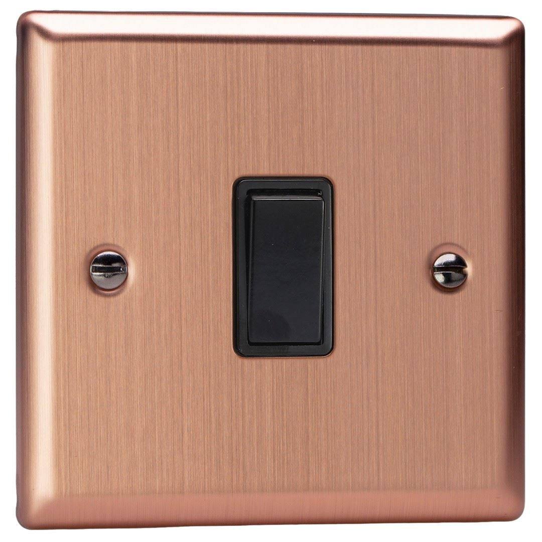 Varilight 1-Gang 10A 1- or 2-Way Rocker Switch in Urban Brushed Copper w/ Black Rocker