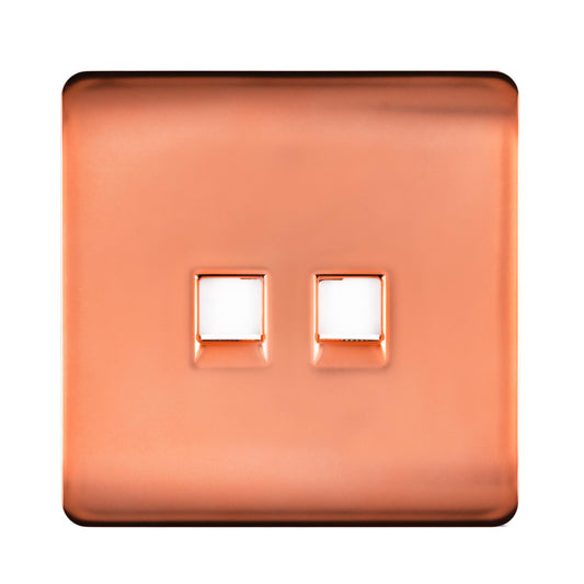 Trendi Artistic Modern Glossy Tactile Telephone Socket + Cat 5e&Cat 6 RJ45 PC Socket Copper