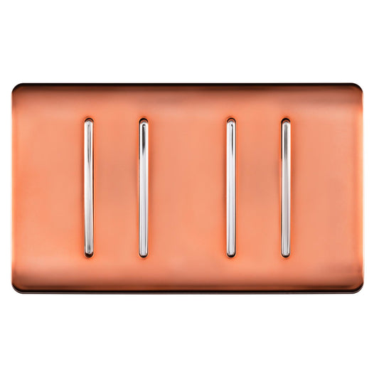 Trendi 4 Gang (2 Way & 1x Intermediate) Glossy 10 Amp Rocker Light Switch Copper