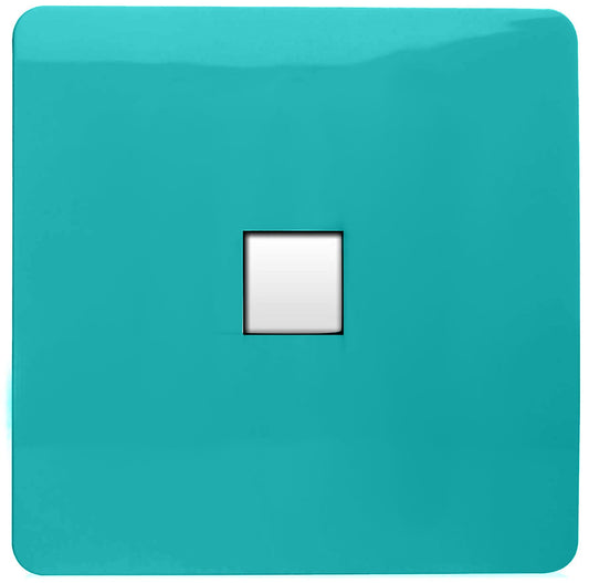 Trendi Artistic Modern Glossy Tactile RJ45 Cat 5e Ethernet Socket Bright Teal