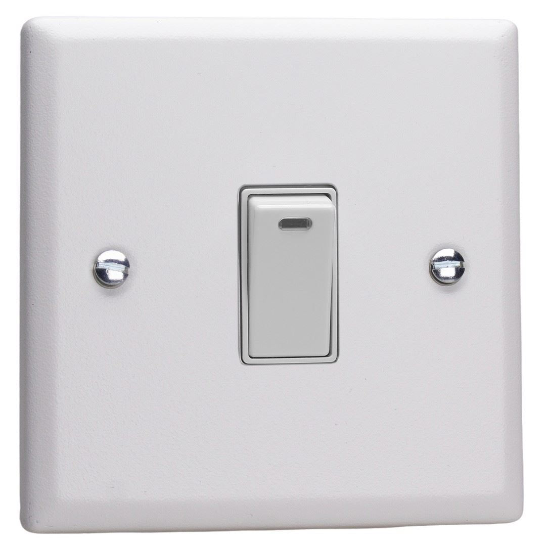 Varilight 1-Gang 20A Double Pole Rocker Switch + Neon Indicator Light in Urban Chalk White w/ White