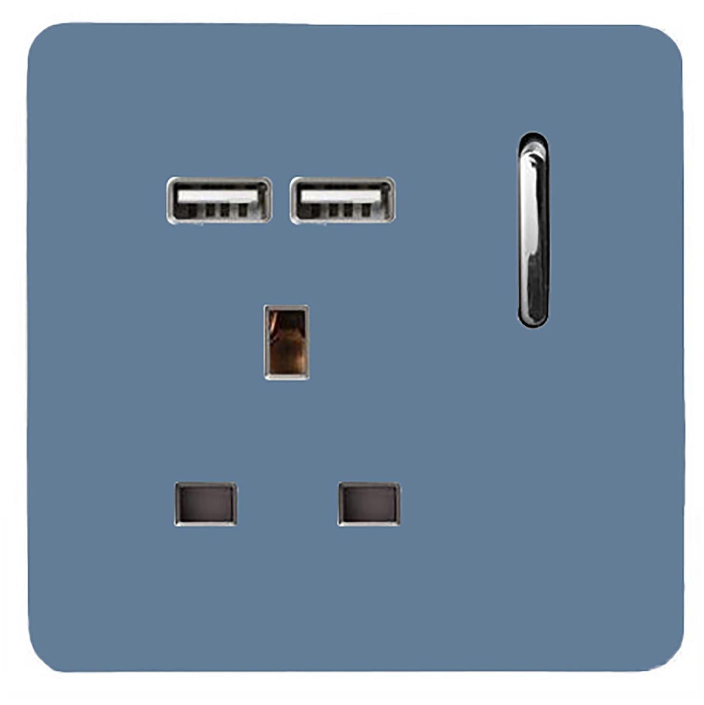 Trendi 1 Gang Artistic Modern Glossy 13 Amp 2x2.1mA USB Switched Tactile Sky