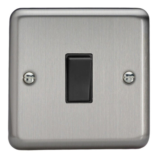 Varilight 1 Gang 1 or 2 Way 20A Heavy Duty Rocker Matt Chrome Black Insert XS20B