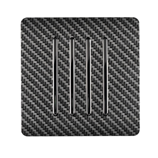 Trendi Switch 4 Gang 1 or 2 way Rocker Modern Designer Light Switch in Carbon Fibre