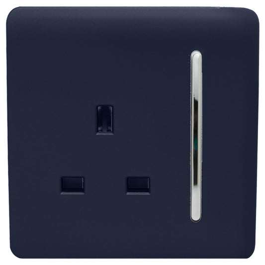 Trendi 1 Gang Artistic Modern Glossy 13 Amp Switched Tactile Plug Socket Navy
