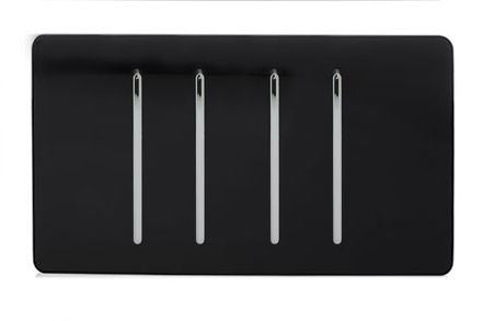 Trendi  4 Gang 2 Way Rocker Double Plate Light Switch in Black - ART-SS44BK