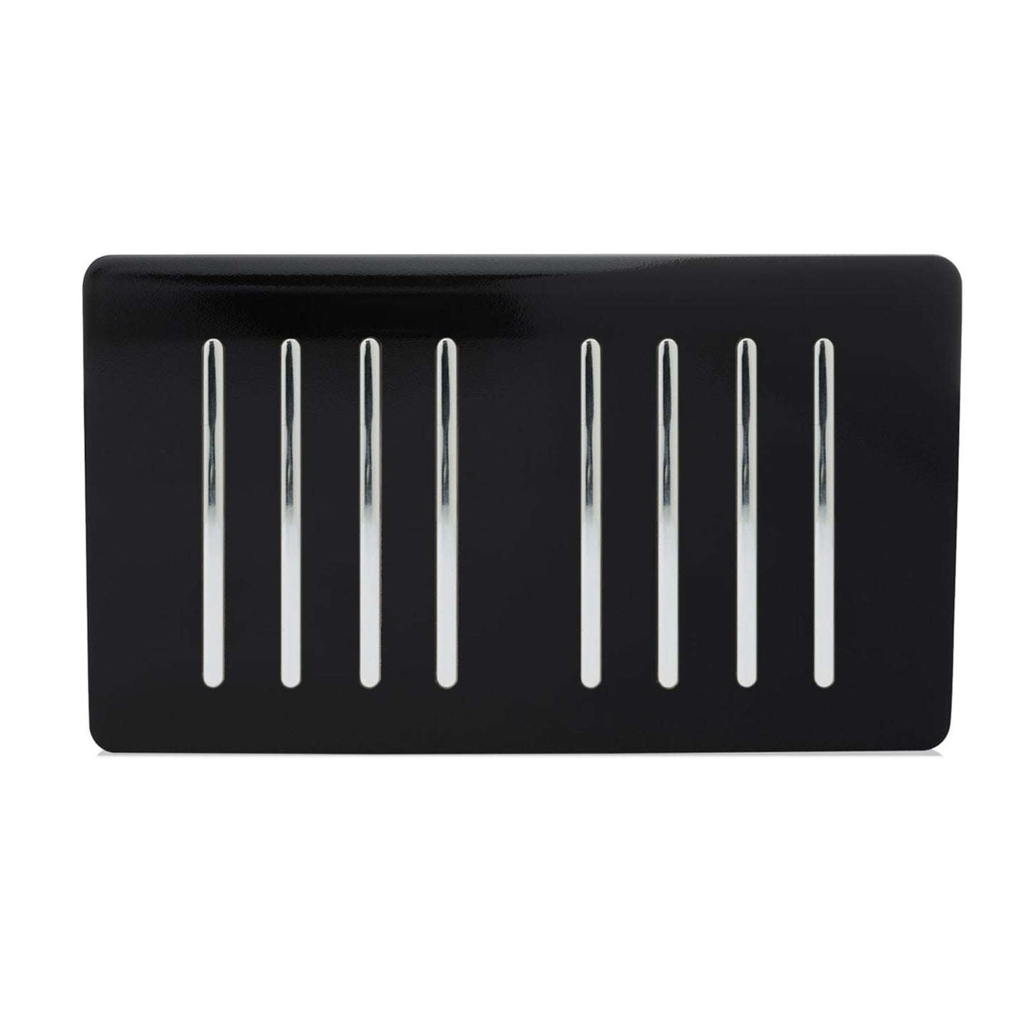Trendi 8 Gang 2 way 240V Screwless Raised Front Twin Plate Plastic Artistic Modern Glossy 10 Amp Chrome Rocker Quad Electrical Wall Light Switch in Piano Black - ART-SS88BK