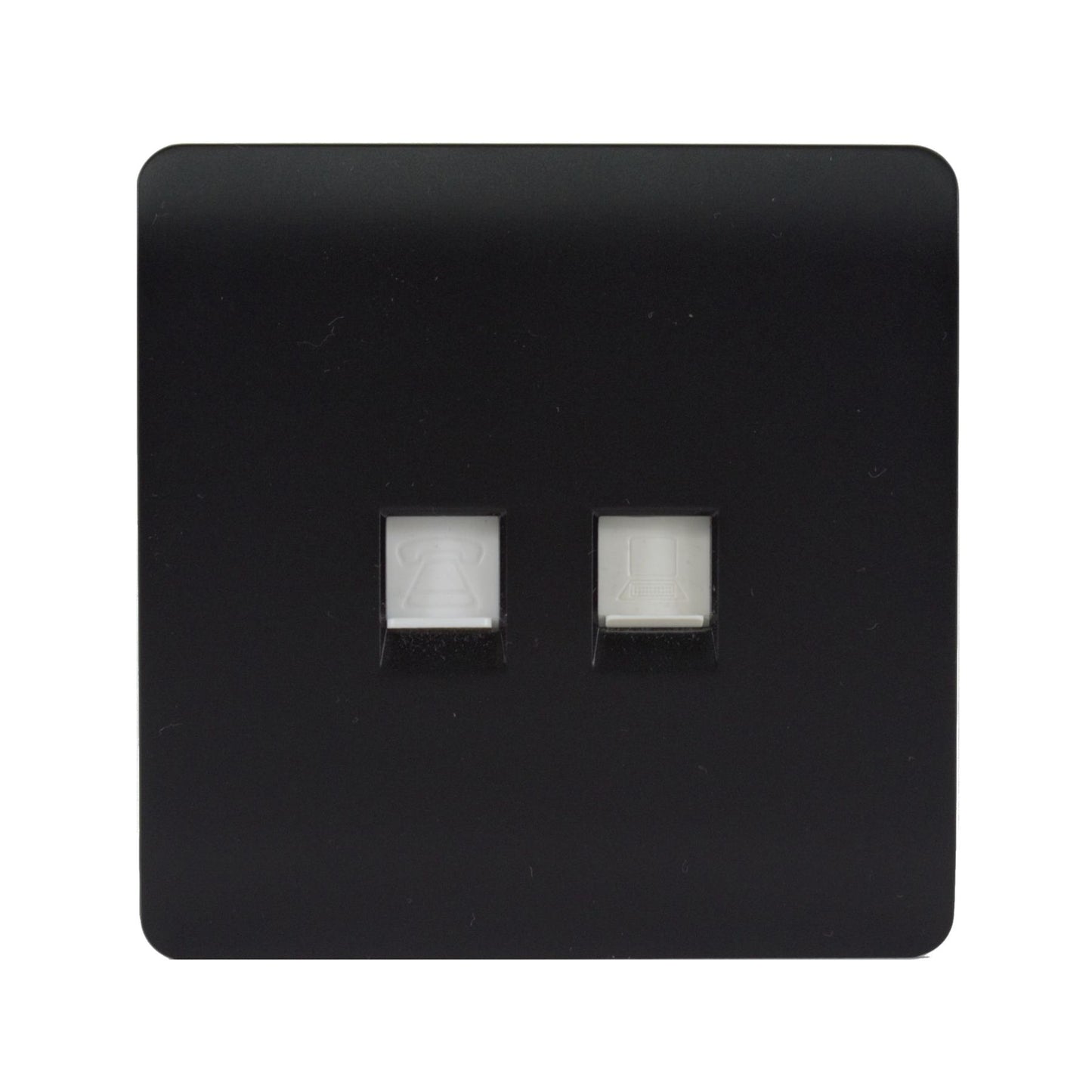 Trendi  Telephone Socket + RJ45 Cat 5e & Cat 6 PC Socket Matt Black