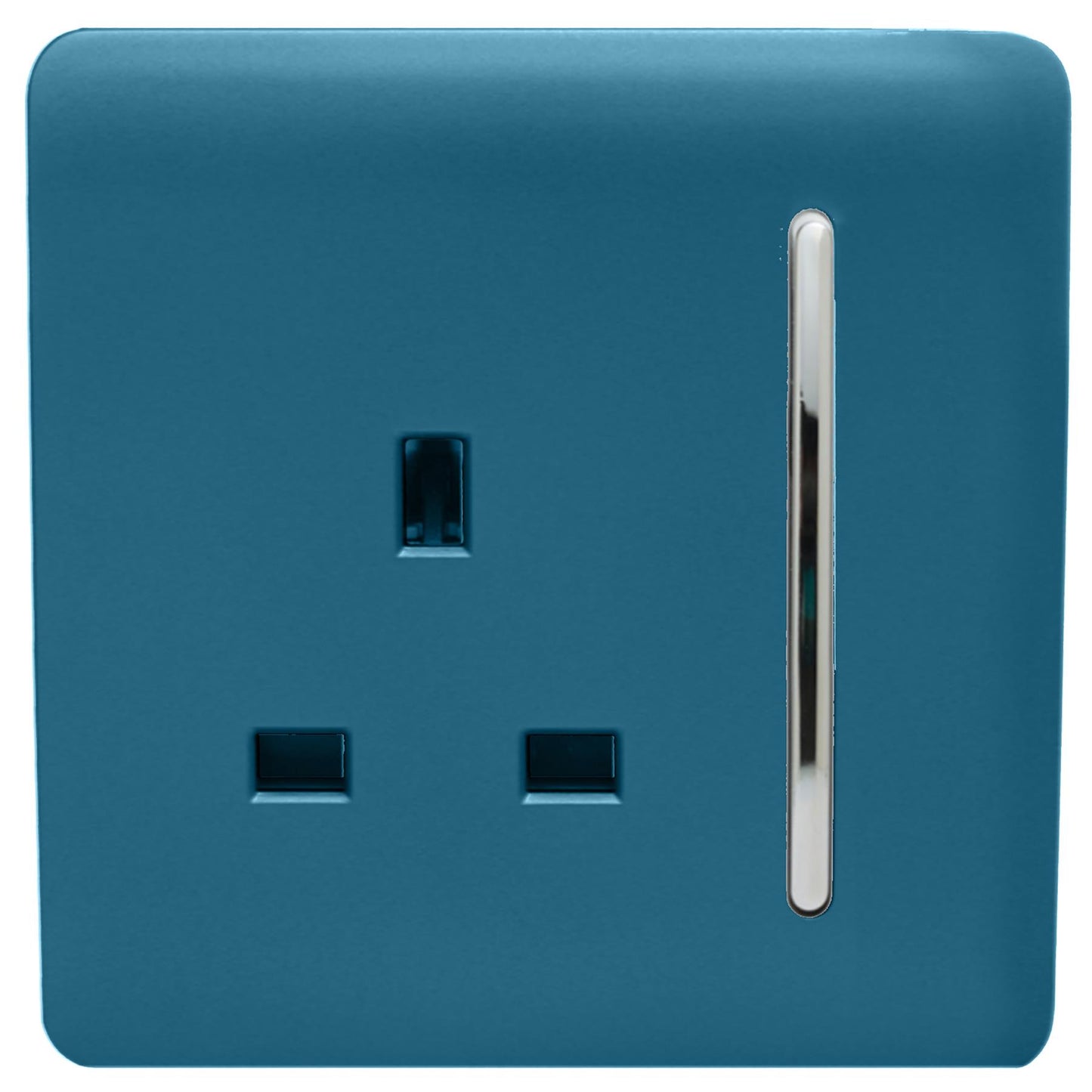 Trendi 1 Gang Artistic Modern Glossy 13 Amp Switched Tactile Plug Socket Ocean Blue