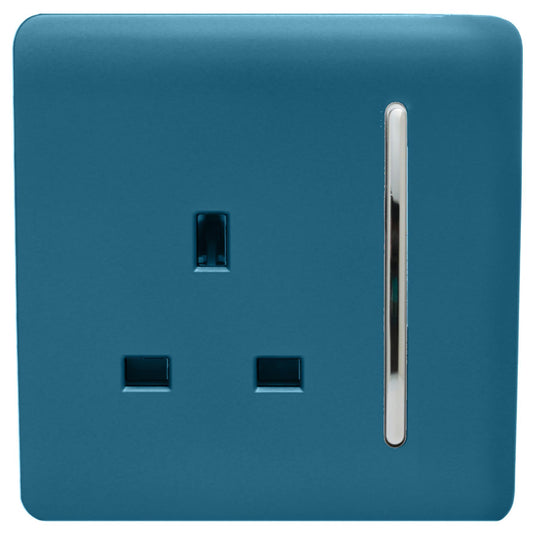 Trendi 1 Gang Artistic Modern Glossy 13 Amp Switched Tactile Plug Socket Ocean Blue