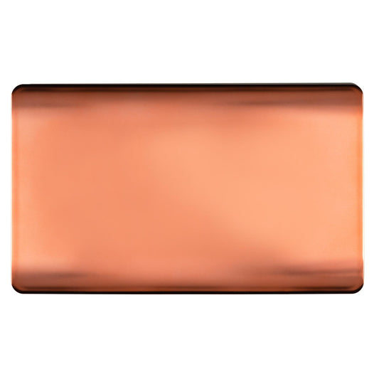 Trendi Switch Artistic Modern Glossy Decorative Screwless Standard Double Wall Blanking Plate for Electrical Sockets, Outlet with Screws in Copper - ART-2BLKCPR