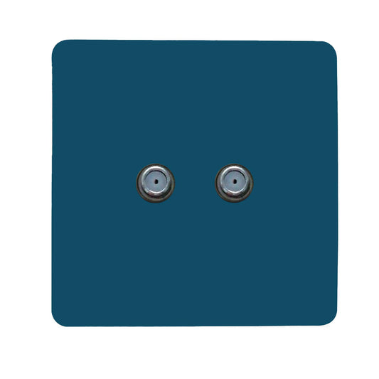 Trendi Switch 2 Gang Male F-Type Satellite Television Socket in Midnight Blue