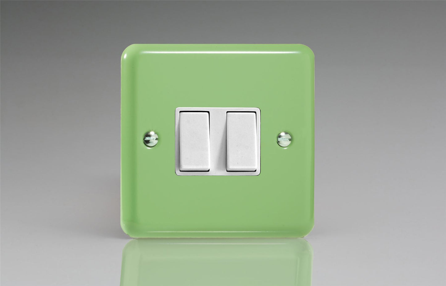 Varilight Pastel 2 Gang 10A 1 or 2 way Rocker Light Switch Beyrl Green XY2W.BG