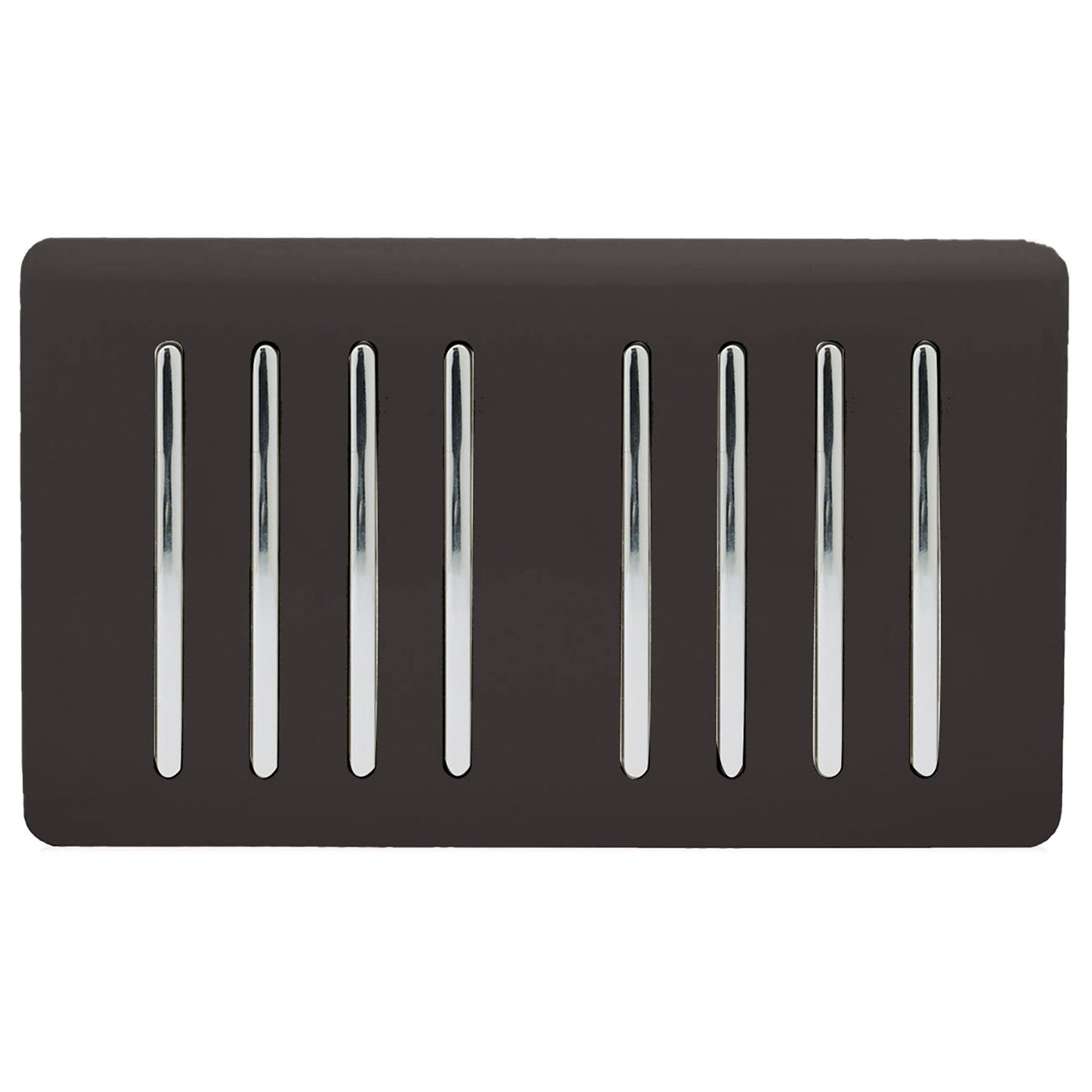 Trendi 8 Gang 2 way 240V Screwless Raised Front Twin Plate Plastic Artistic Modern Glossy 10 Amp Chrome Rocker Quad Electrical Wall Light Switch in Dark Mocha Brown - ART-SS88DB