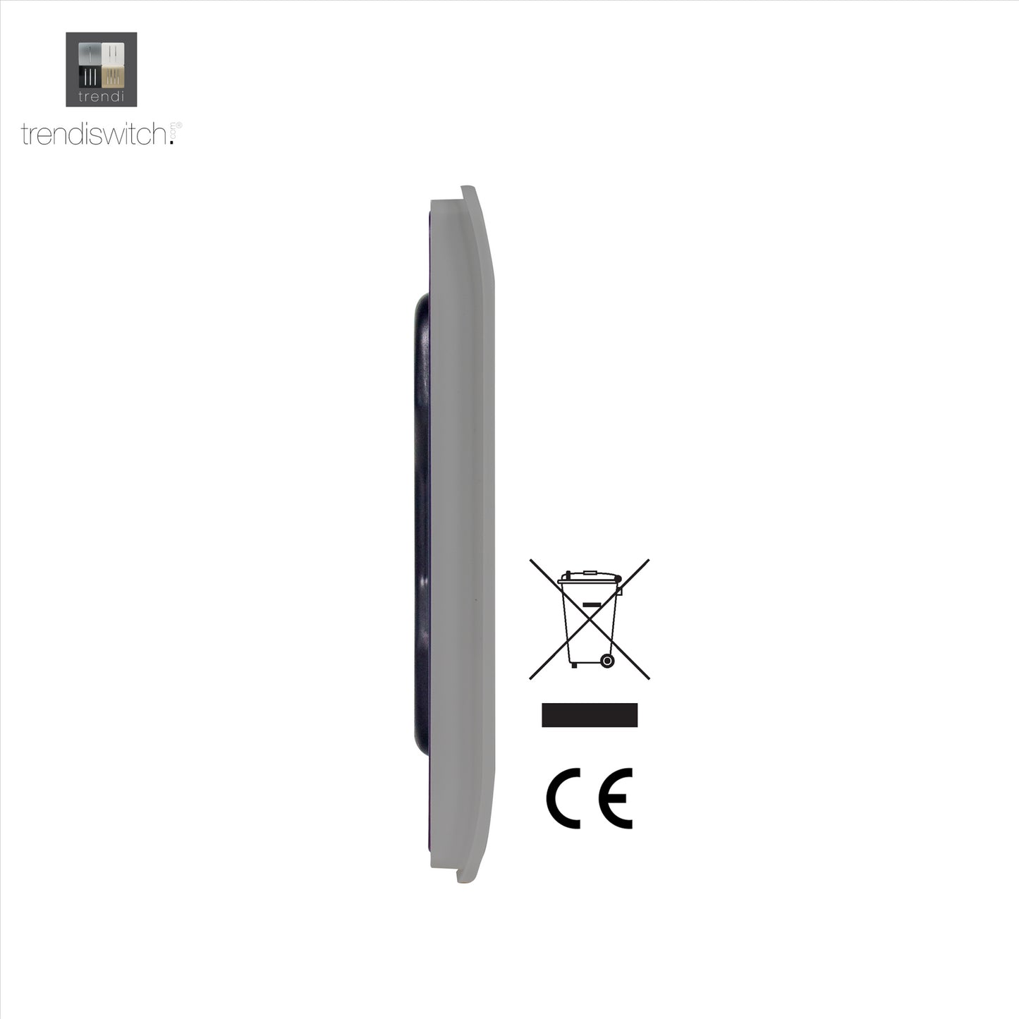 Trendi Switch Artistic Modern Glossy Decorative Screwless Standard Single Wall Blanking Plate for Electrical Sockets, Outlet with Screws in Light Grey - ART-BLKLG