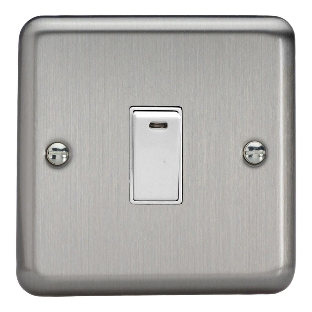 Varilight 1 Gang 1/2 Way 20A Heavy Duty Rocker + Neon Matt Chrome White Insert XS20NW