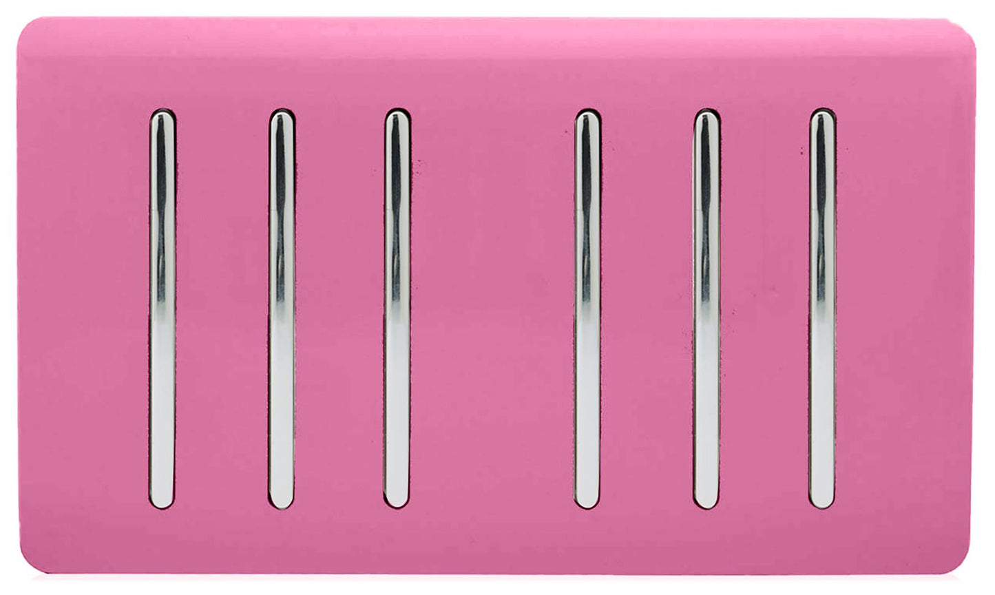 Trendi Artistic Modern Glossy 6 Gang 2 Way Rocker Double Plate Tactile Light Switch Pink