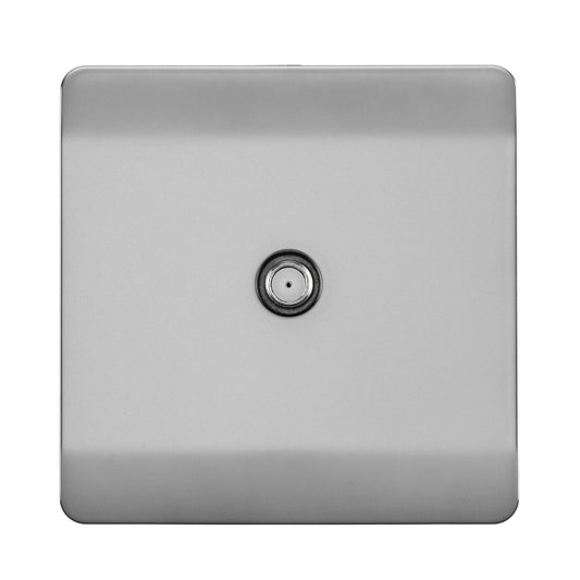 Trendi 1 Gang Artistic Modern Glossy Screwless Television Satellite Socket in Stainless Steel