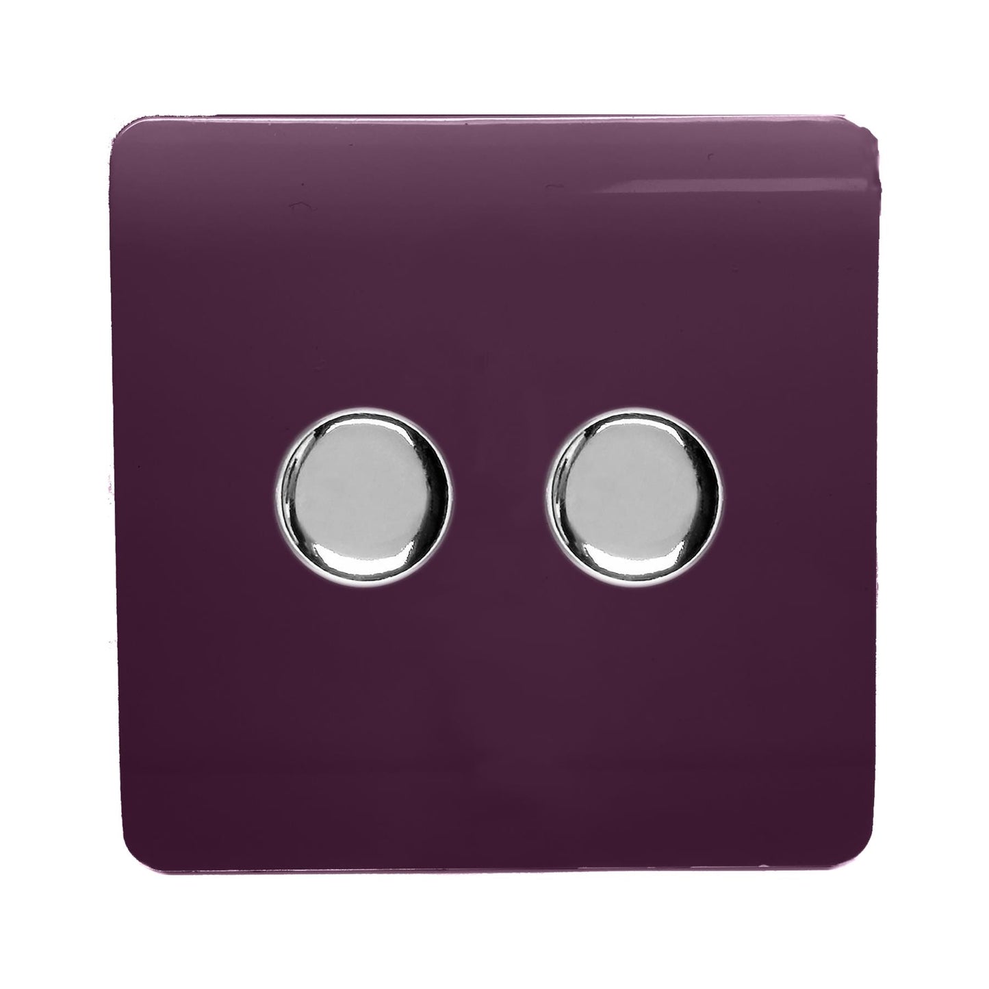 Trendi Artistic Modern Glossy Tactile 2 Gang 2 Way 150w  LED Dimmer switch Plum