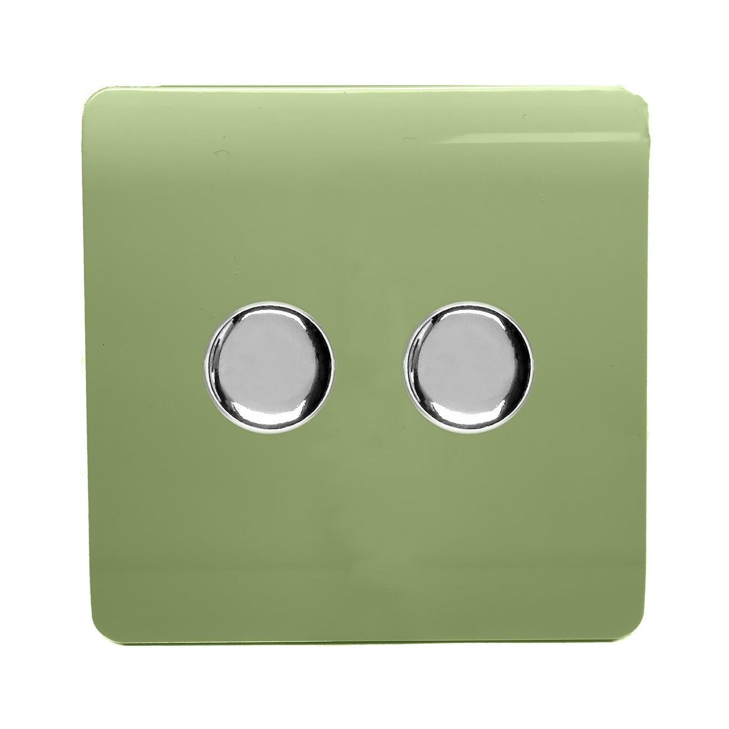 Trendi Artistic Modern Glossy Tactile 2 Gang 2 Way 150w LED Dimmer switch Moss Green