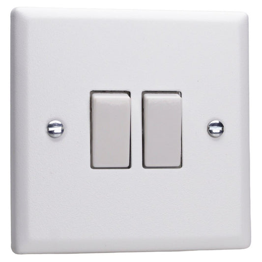 Varilight 2-Gang 10A 1- or 2-Way Rocker Switch in Urban Chalk White w/ White